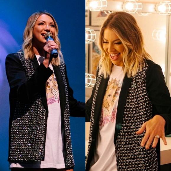 Alice + Olivia Jace Crystal Embellished Black Crepe Statement Blazer Jacket XS